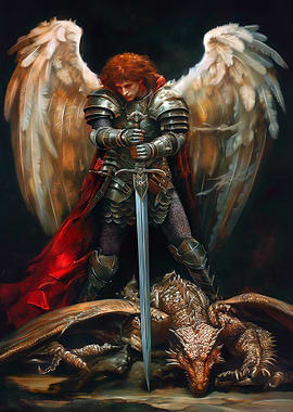 Angel with Sword and Dragon