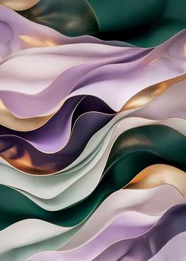 Abstract Wavy Layers with Gold Accents
