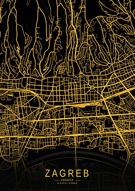 Golden Zagreb City Map