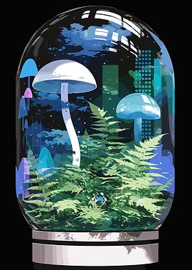 Mushroom Terrarium Cityscape