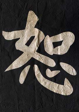 Tolerance, Japanese Calligraphy on Wrinkled Black Fabric