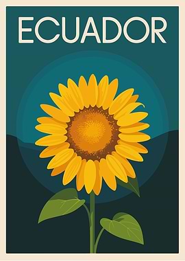 Ecuador Sunflower Travel Poster