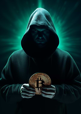 Hooded Figure and Bitcoin