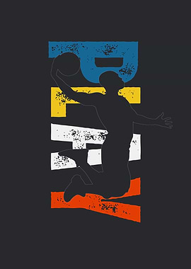 Basketball Player Silhouette Dunking Graphic