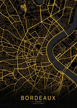 Golden Bordeaux City Map