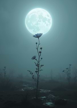 Flower under the moonlight