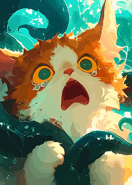 Cartoon Cat in Distress