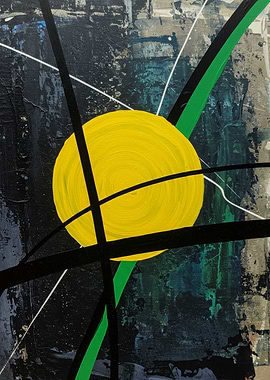 Abstract Painting with Yellow Circle