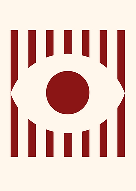 Minimalist Eye Design with Red Stripes