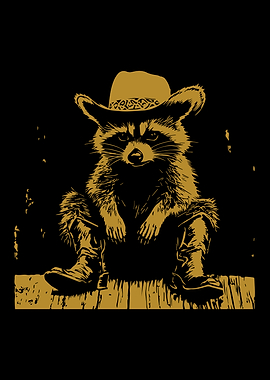 Raccoon Cowboy Illustration