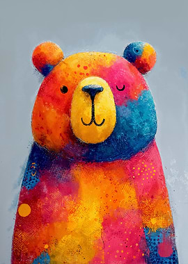 Colorful Abstract Bear Illustration
