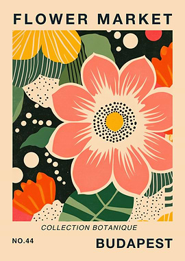 Budapest Flower Market Botanical Travel Poster