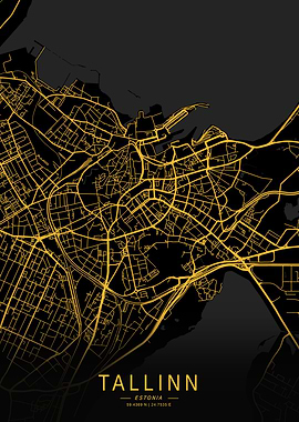 Golden Tallinn City Map