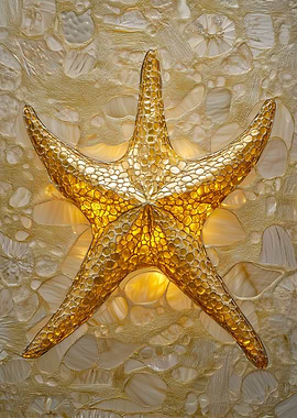 Golden Starfish on Textured Background