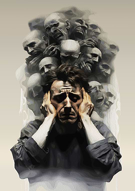 Man overwhelmed by inner voices