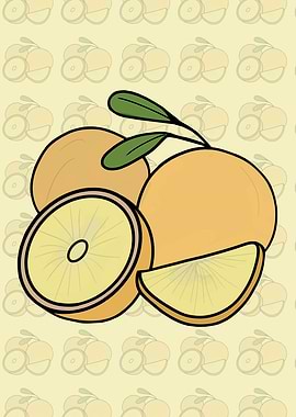 Cartoon Oranges with Slices and Leaves