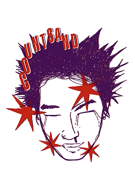 Stylized Portrait with Stars and Text