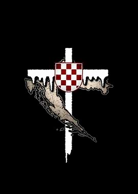 Map and Croatian Coat of Arms on Cross