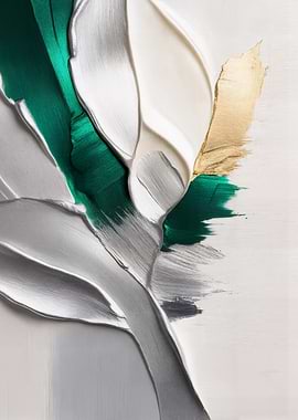 Abstract Emerald, Gold, and Silver Strokes