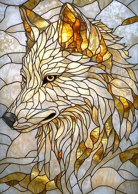 Stained Glass Wolf Portrait