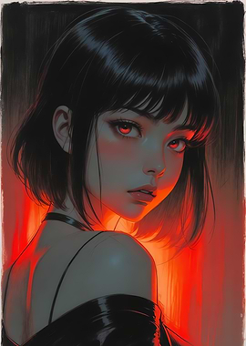Anime Girl with Red Eyes