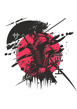 Samurai Warrior with Red Sun
