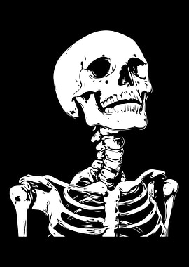 White Skeleton on Black Background