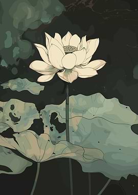 Elegant Lotus Flower Art Poster