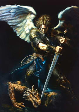 Angel Warrior Slaying Dragon