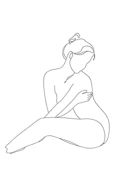Minimalist Line Art: Seated Woman