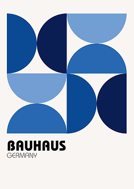 Bauhaus Geometric Blue Art Print