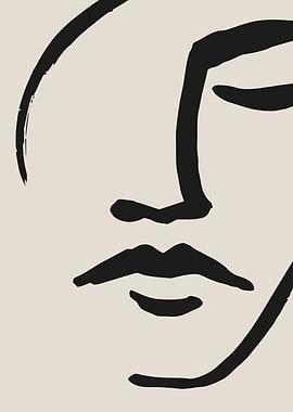 Abstract Face Line Art