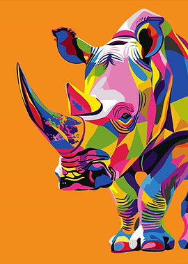 Colorful Rhino Pop Art Illustration