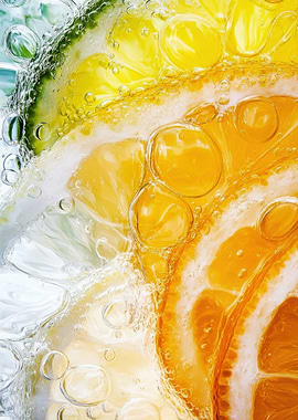 Citrus slices in sparkling water