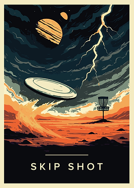 Skip Shot Disc Golf Space Poster
