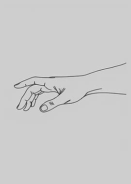 Hand Reaching Minimalist Line Art