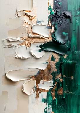 Abstract Painting with Green and White