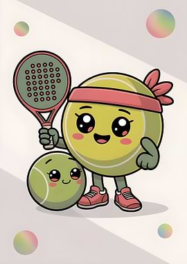 Cute Tennis Ball Cartoon Illustration Kawaii