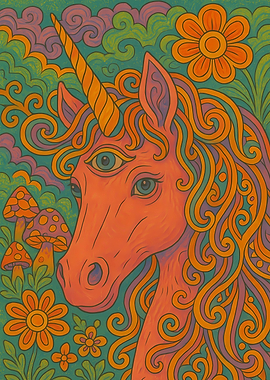Psychedelic Unicorn with Third Eye Art