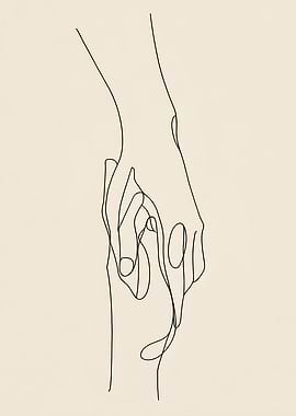 Minimalist Hands Line Art