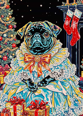 Festive Pug Portrait