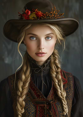 Portrait of a woman with hat