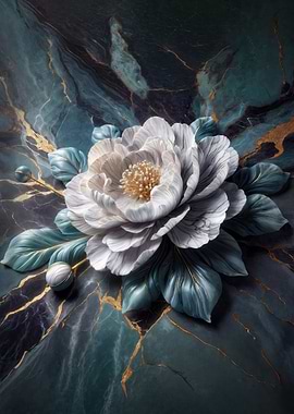 Elegant White Flower on Marble Background