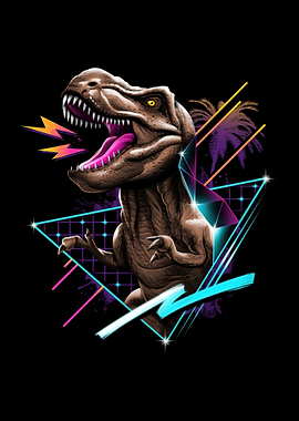 Retro Dinosaur with Neon Accents