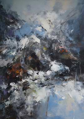 Abstract Mountain Landscape Painting