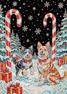 Festive Dogs in Winter Wonderland