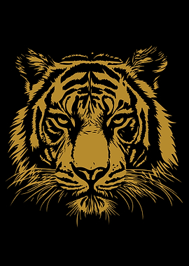 Tiger head illustration on black background