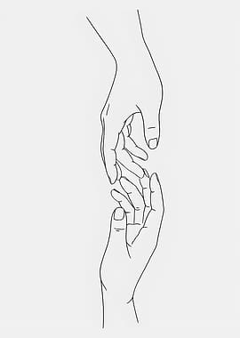 Reaching Hands Minimalist Line Art
