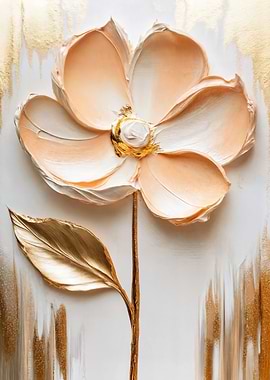 Peach and Gold Floral Painting