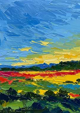 Impressionistic Landscape Painting with Vivid Colors